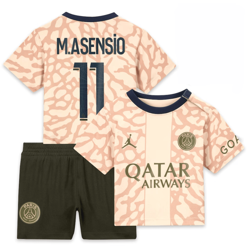 Marco Asensio 11 Paris Saint-Germain 2023/24 Fourth YOUTH Kit Jersey – Tan