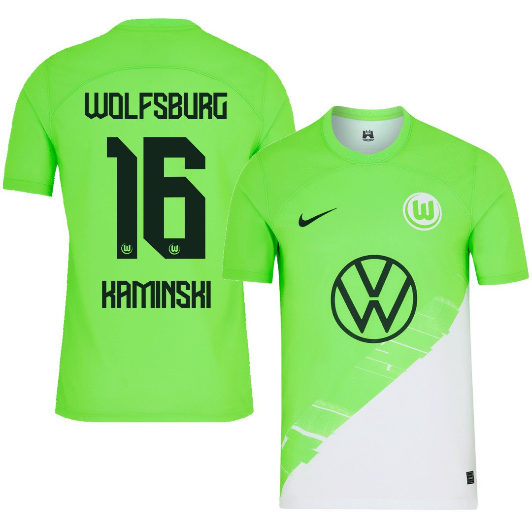 Jakub Kaminski 16 VfL Wolfsburg 2023-24 Home Men Jersey – Green