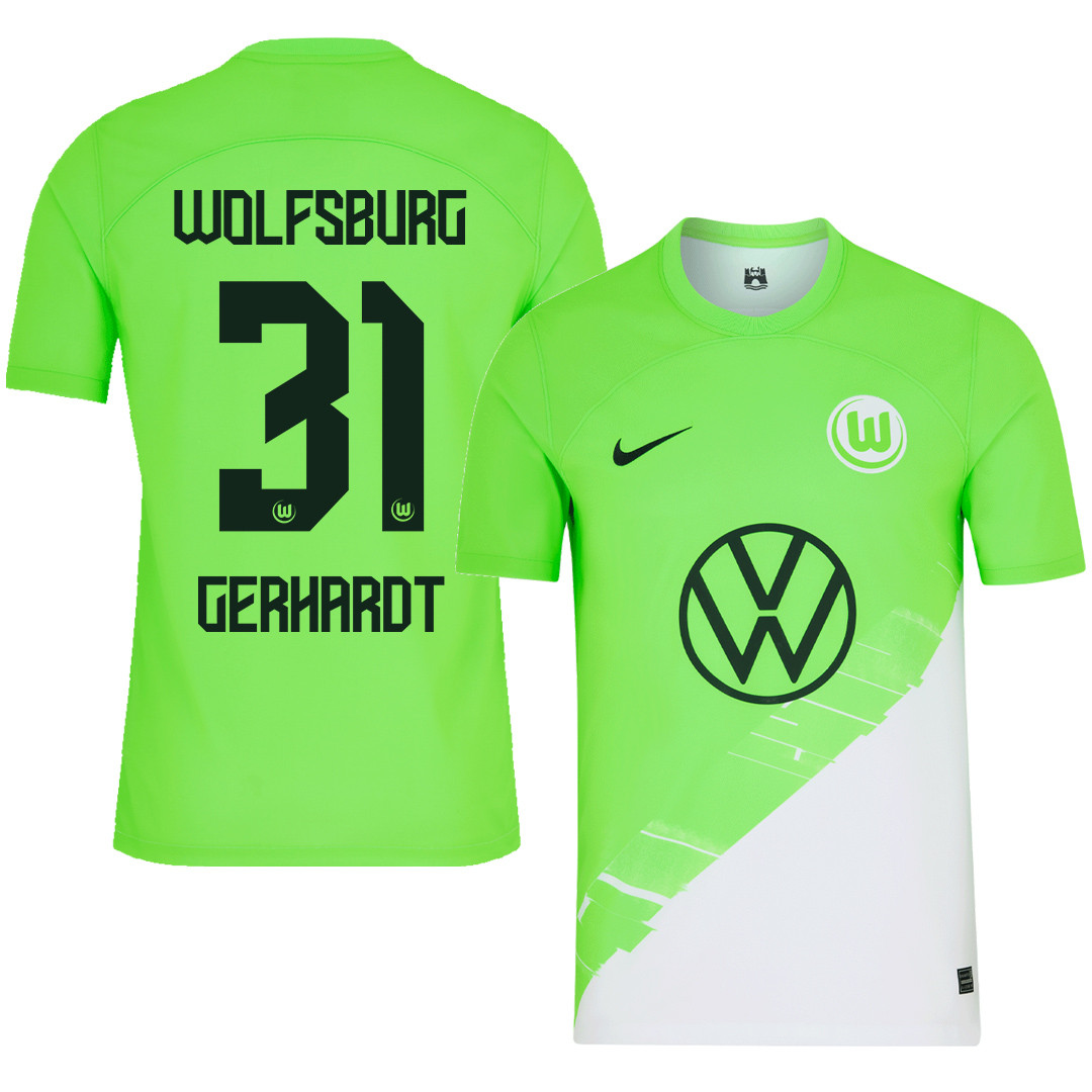 Yannick Gerhardt 31 VfL Wolfsburg 2023-24 Home Men Jersey – Green