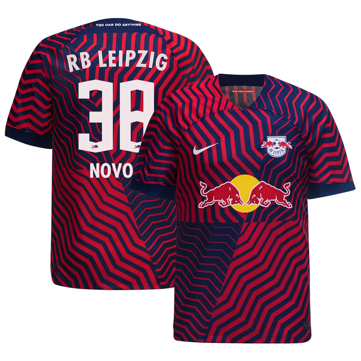 Hugo Novoa 38 RB Leipzig 2023-24 Away Men Jersey – Red Blue