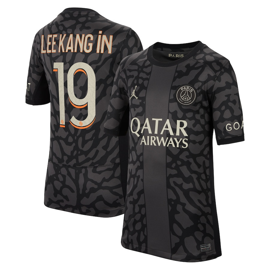 Lee Kang In 19 Paris Saint-Germain x Jordan 2023/24 Third Match Jersey – YOUTH Black