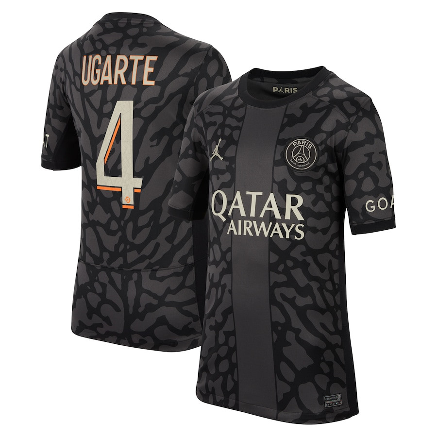 Manuel Ugarte 4 Paris Saint-Germain x Jordan 2023/24 Third Match Jersey – YOUTH Black