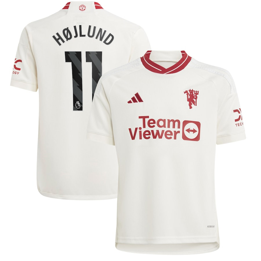 Rasmus Hjlund 11 Manchester United Youth 2023/24 Third Player Jersey – White