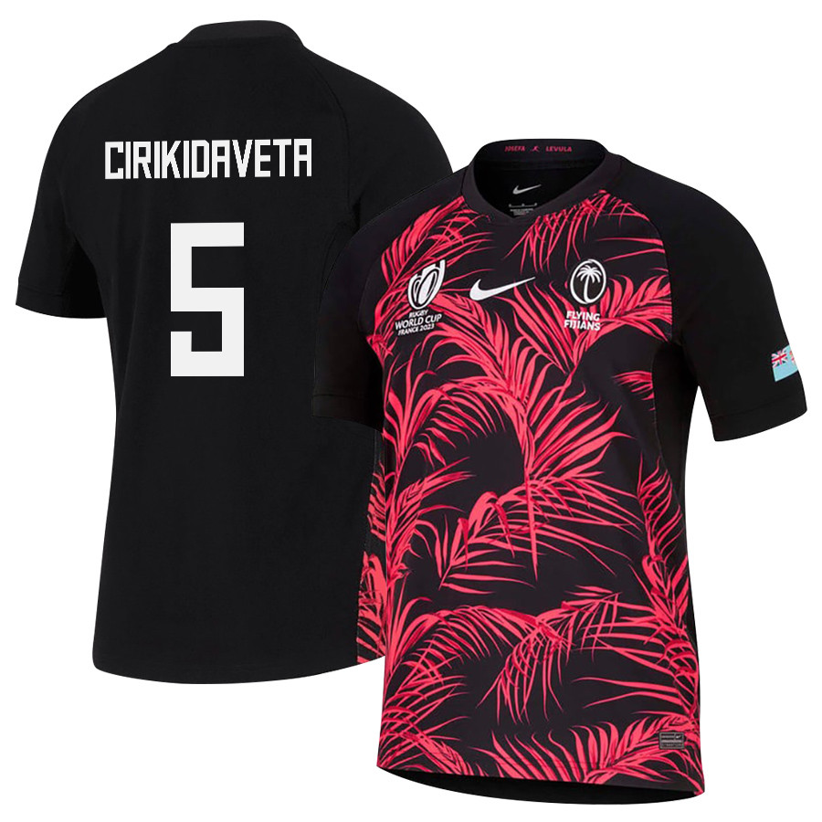Te Ahiwaru Cirikidaveta 5 Fiji 2023 Rb World Cup Away Stadium Jersey – Black, Men