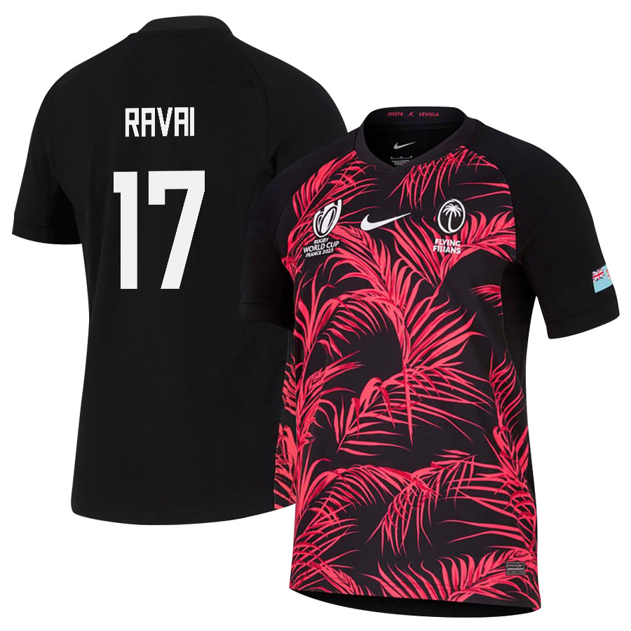 Peni Ravai 17 Fiji 2023 Rb World Cup Away Stadium Jersey – Black, Men