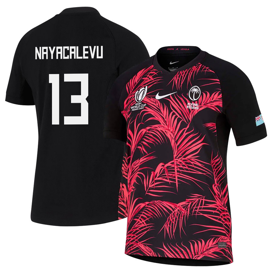 Waisea Nayacalevu 13 Fiji 2023 Rb World Cup Away Stadium Jersey – Black, Men