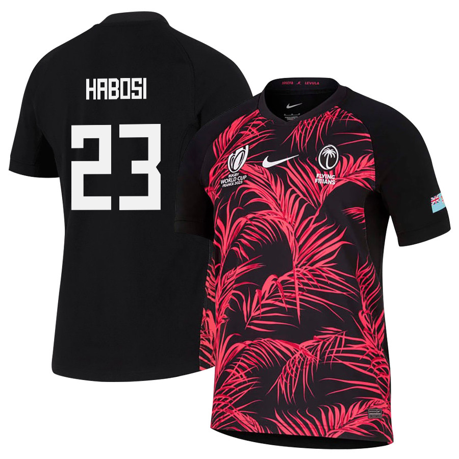Vinaya Habosi 23 Fiji 2023 Rb World Cup Away Stadium Jersey – Black, Men