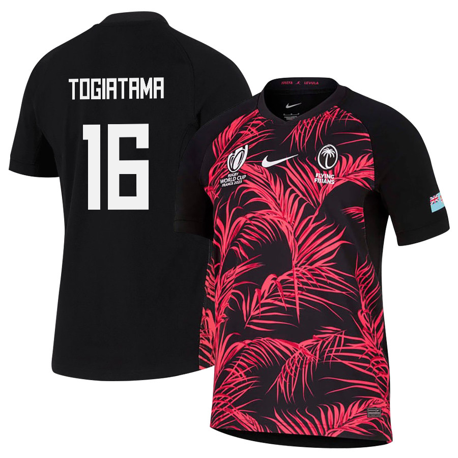 Zuriel Togiatama 16 Fiji 2023 Rb World Cup Away Stadium Jersey – Black, Men