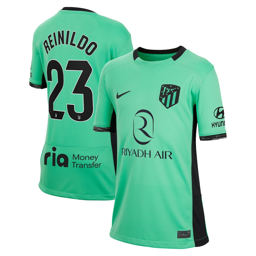 Reinildo Mandava 23 Atletico de Madrid 2023/24 Third Stadium YOUTH Jersey – Turquoise