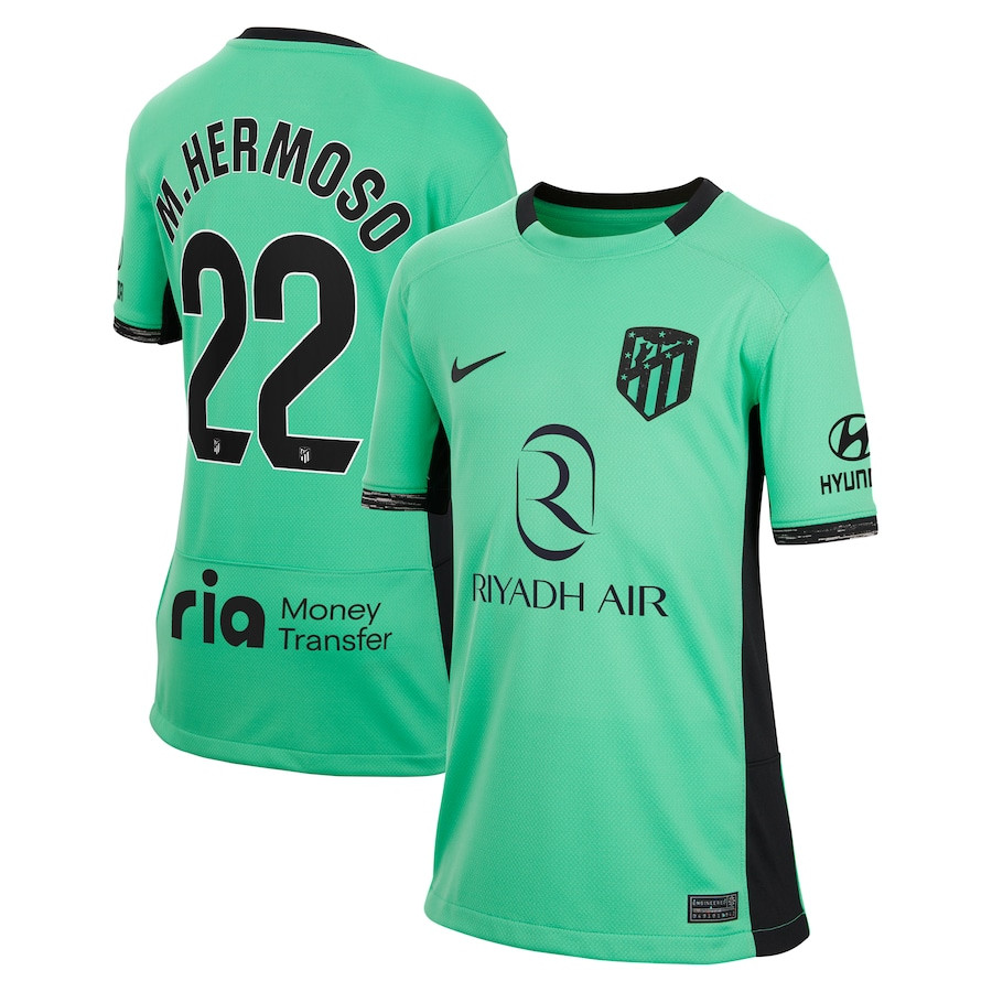M.Hermoso 22 Atletico de Madrid 2023/24 Third Stadium YOUTH Jersey – Turquoise
