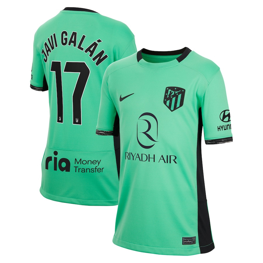 Javi Galn 17 Atletico de Madrid 2023/24 Third Stadium YOUTH Jersey – Turquoise