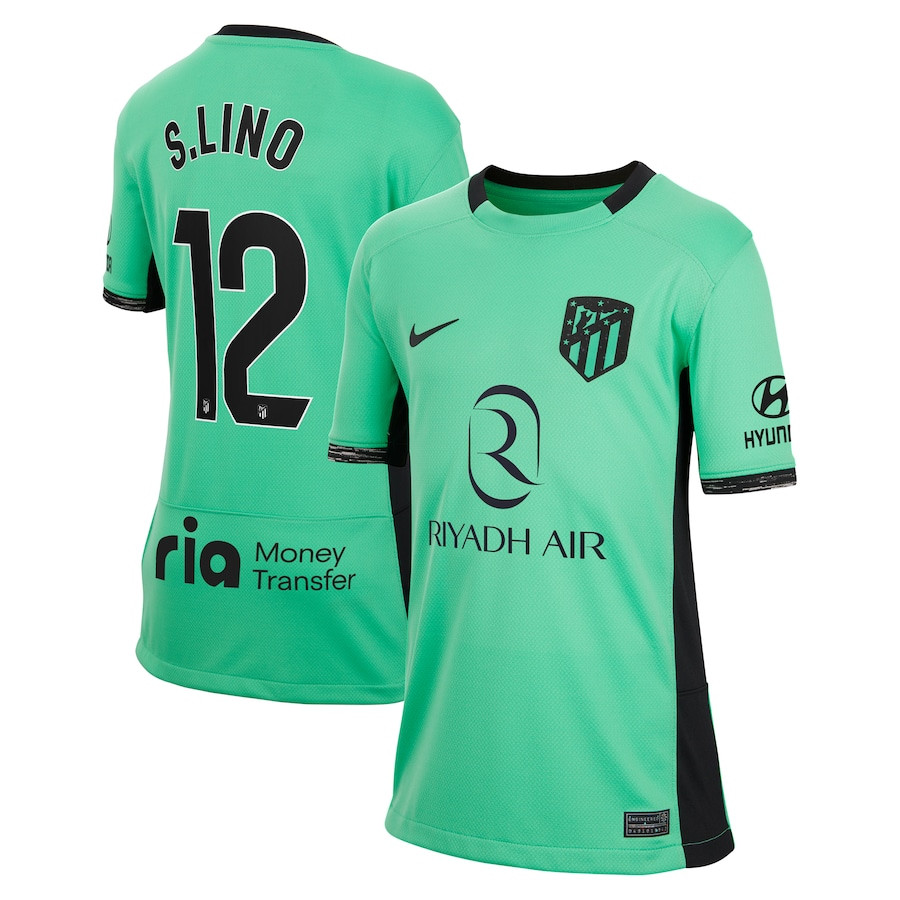 Samuel Lino 12 Atletico de Madrid 2023/24 Third Stadium YOUTH Jersey – Turquoise
