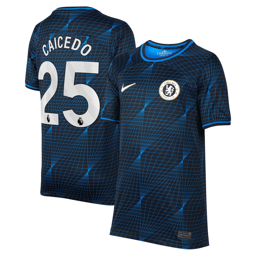 Moiss Caicedo 25 Chelsea 2023/24 Away YOUTH Jersey – Navy