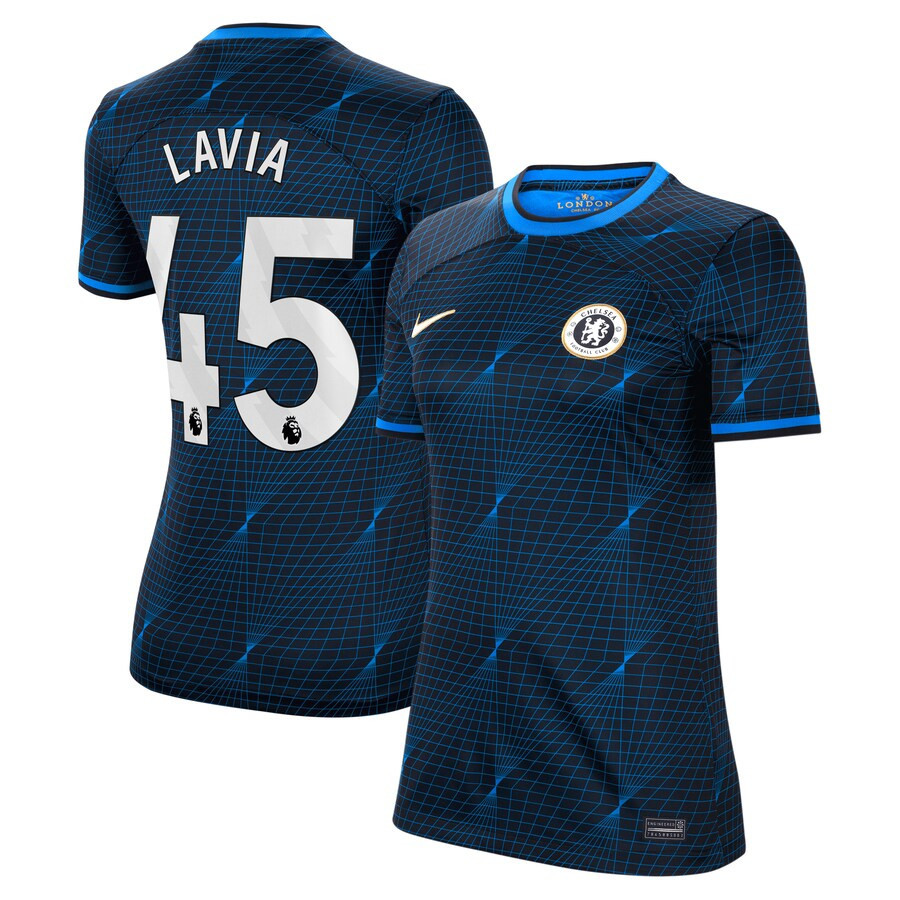 Romo Lavia 45 Chelsea 2023/24 Away Women Jersey – Navy