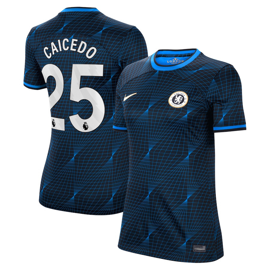Moiss Caicedo 25 Chelsea 2023/24 Away Women Jersey – Navy