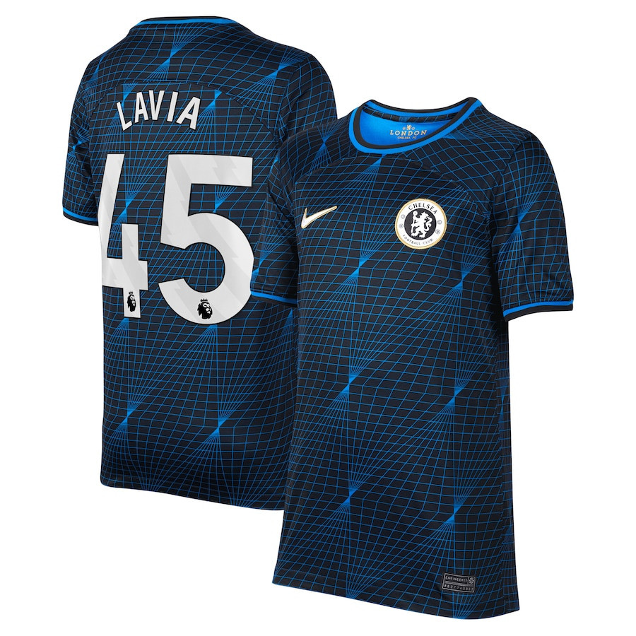 Romo Lavia 45 Chelsea 2023/24 Away YOUTH Jersey – Navy