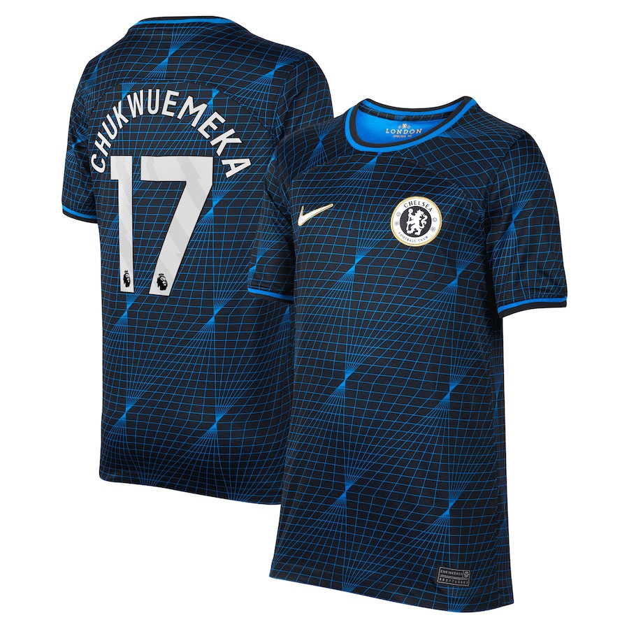 Carney Chukwuemeka 17 Chelsea 2023/24 Away YOUTH Jersey – Navy