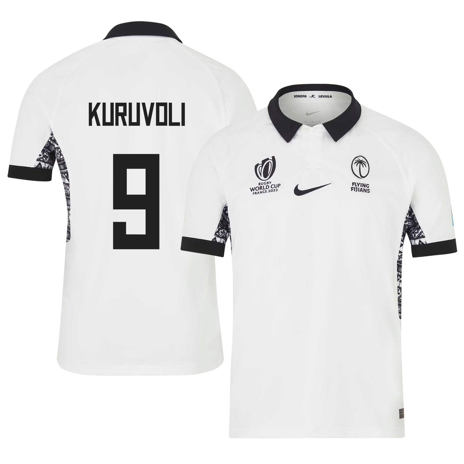 Simione Kuruvoli 9 Fiji 2023 Rb World Cup Home Stadium Jersey – White, Men
