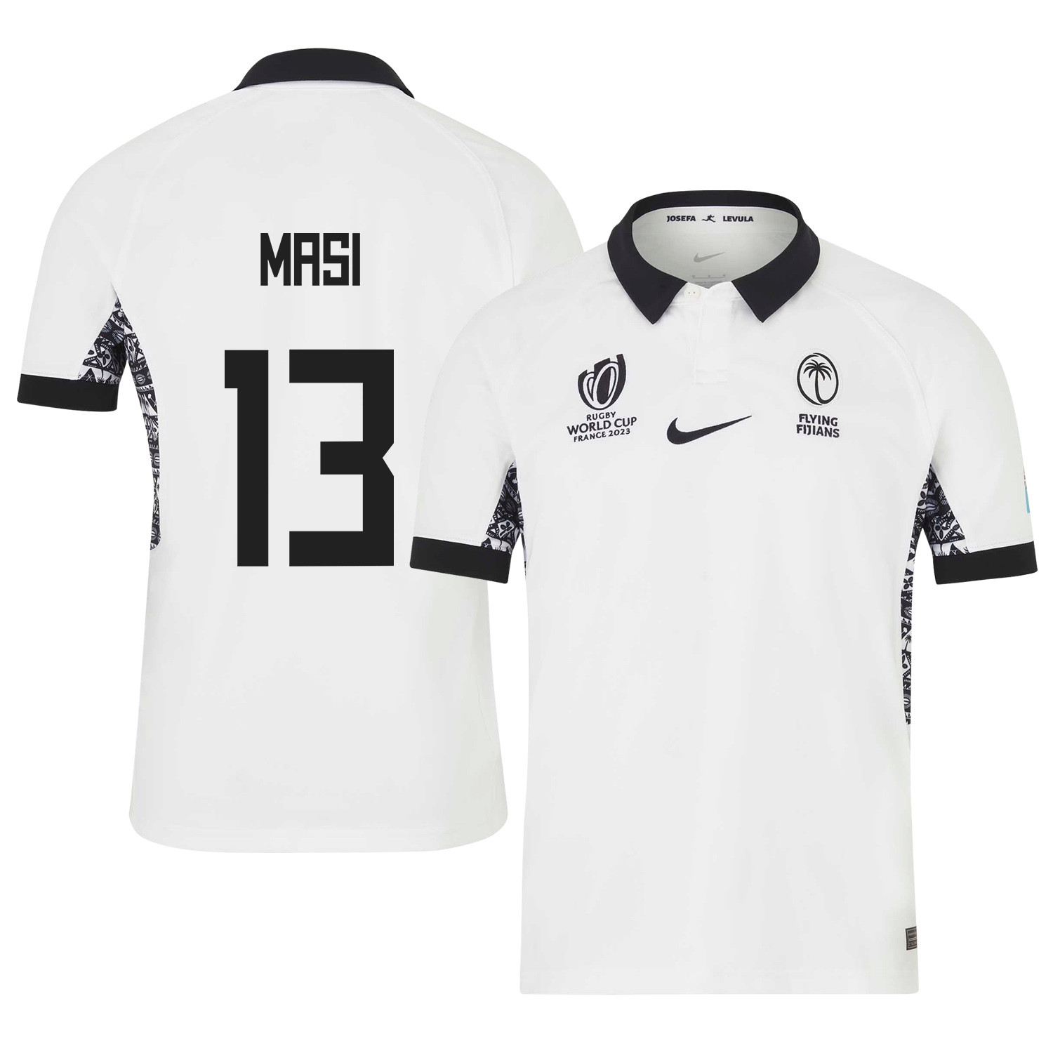 Iosefo Masi 13 Fiji 2023 Rb World Cup Home Stadium Jersey – White, Men