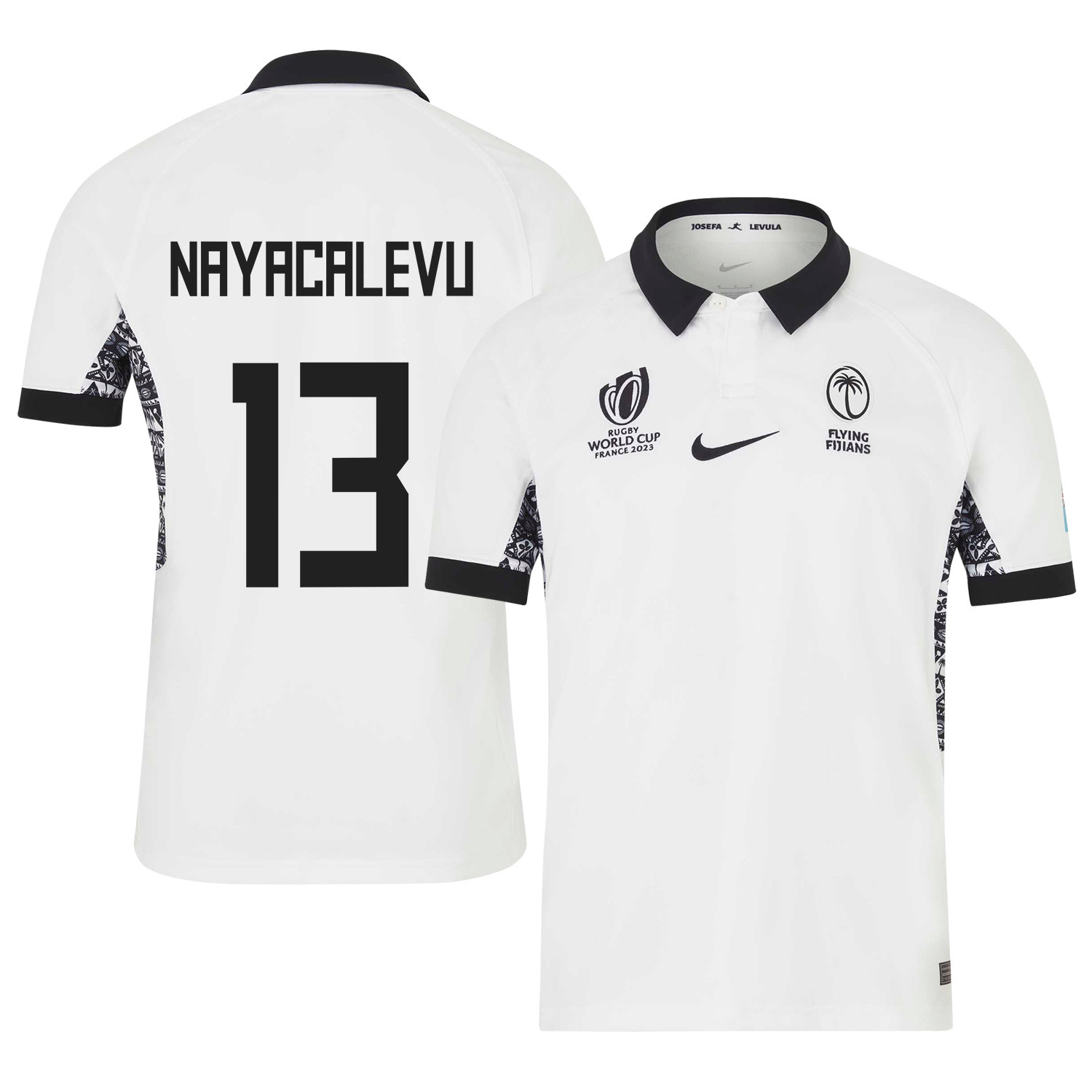 Waisea Nayacalevu 13 Fiji 2023 Rb World Cup Home Stadium Jersey – White, Men