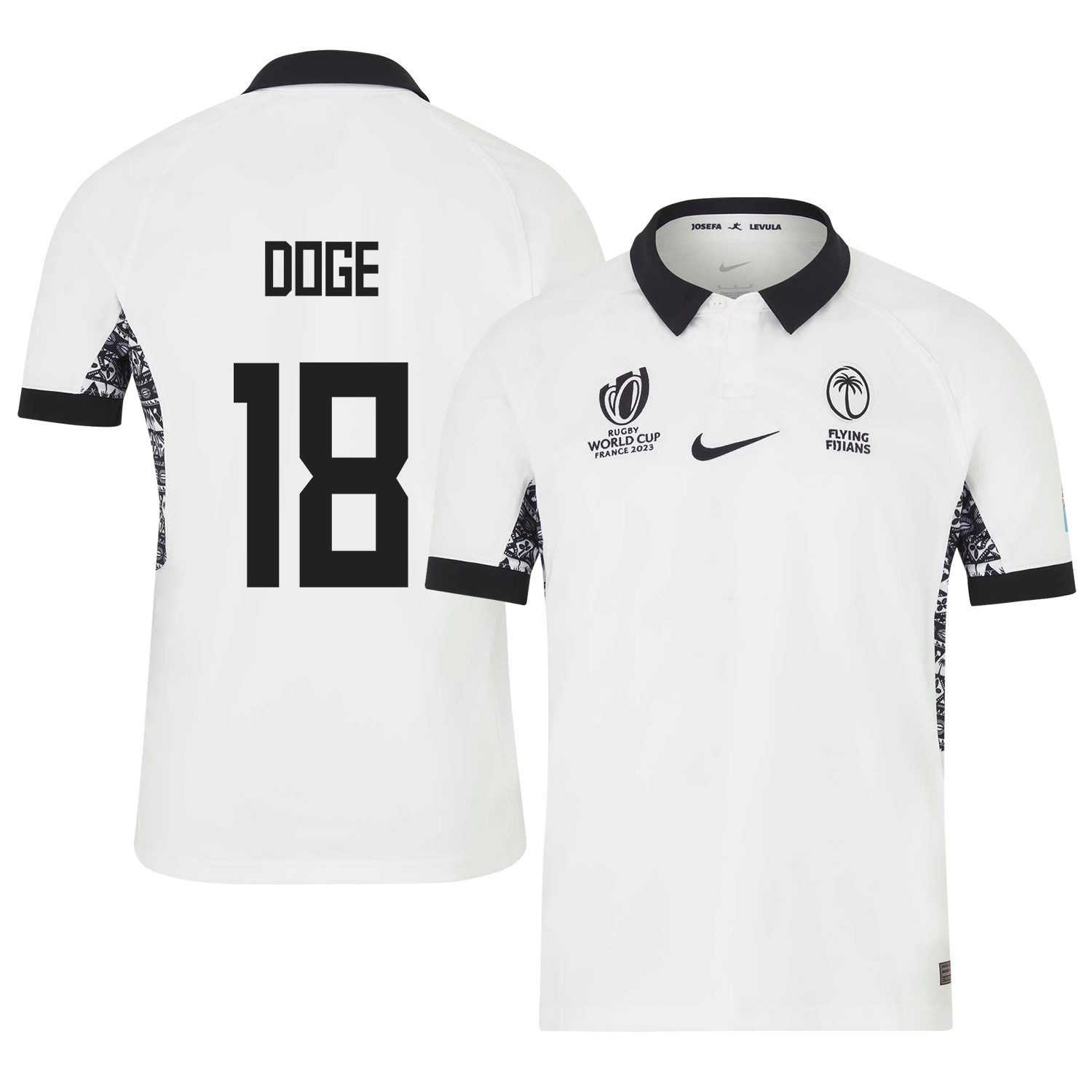 Mesake Doge 18 Fiji 2023 Rb World Cup Home Stadium Jersey – White, Men