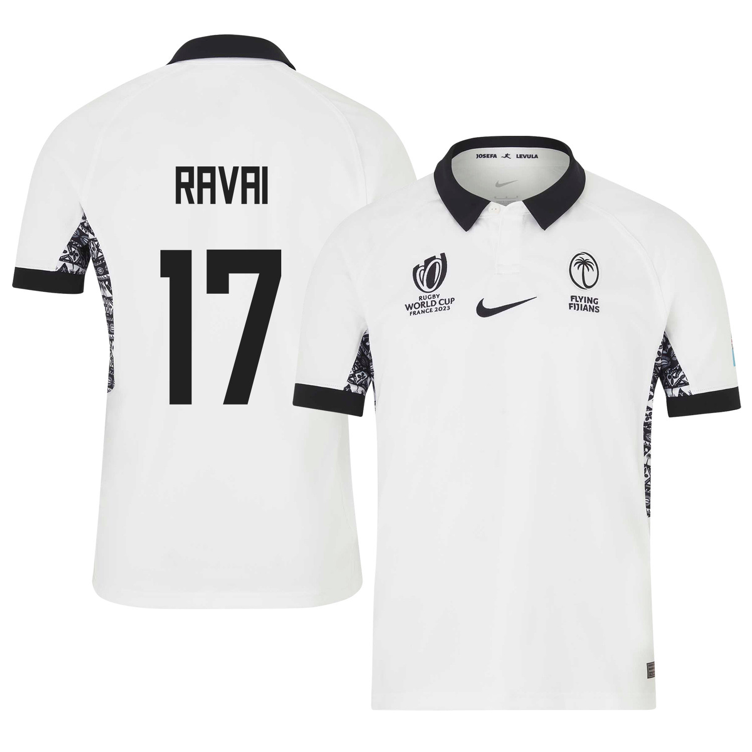 Peni Ravai 17 Fiji 2023 Rb World Cup Home Stadium Jersey – White, Men