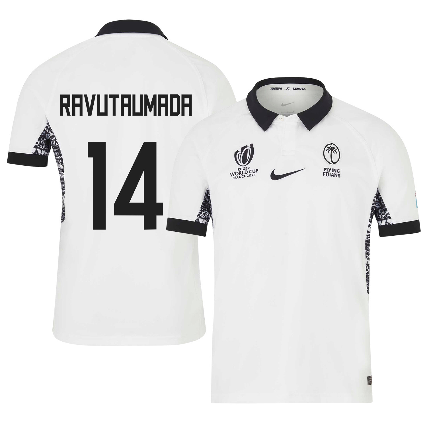 Selestino Ravutaumada 14 Fiji 2023 Rb World Cup Home Stadium Jersey – White, Men