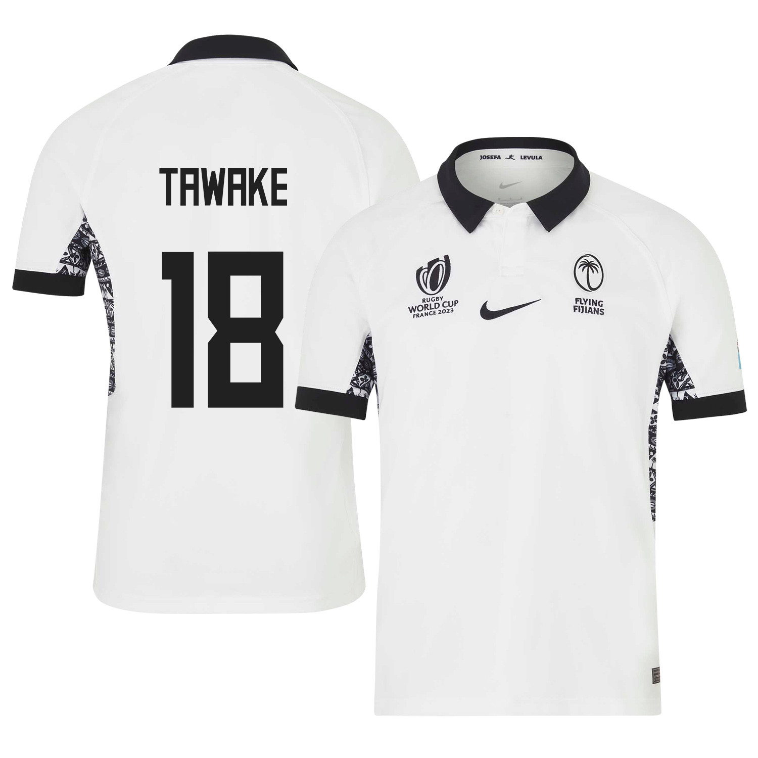 Samu Tawake 18 Fiji 2023 Rb World Cup Home Stadium Jersey – White, Men