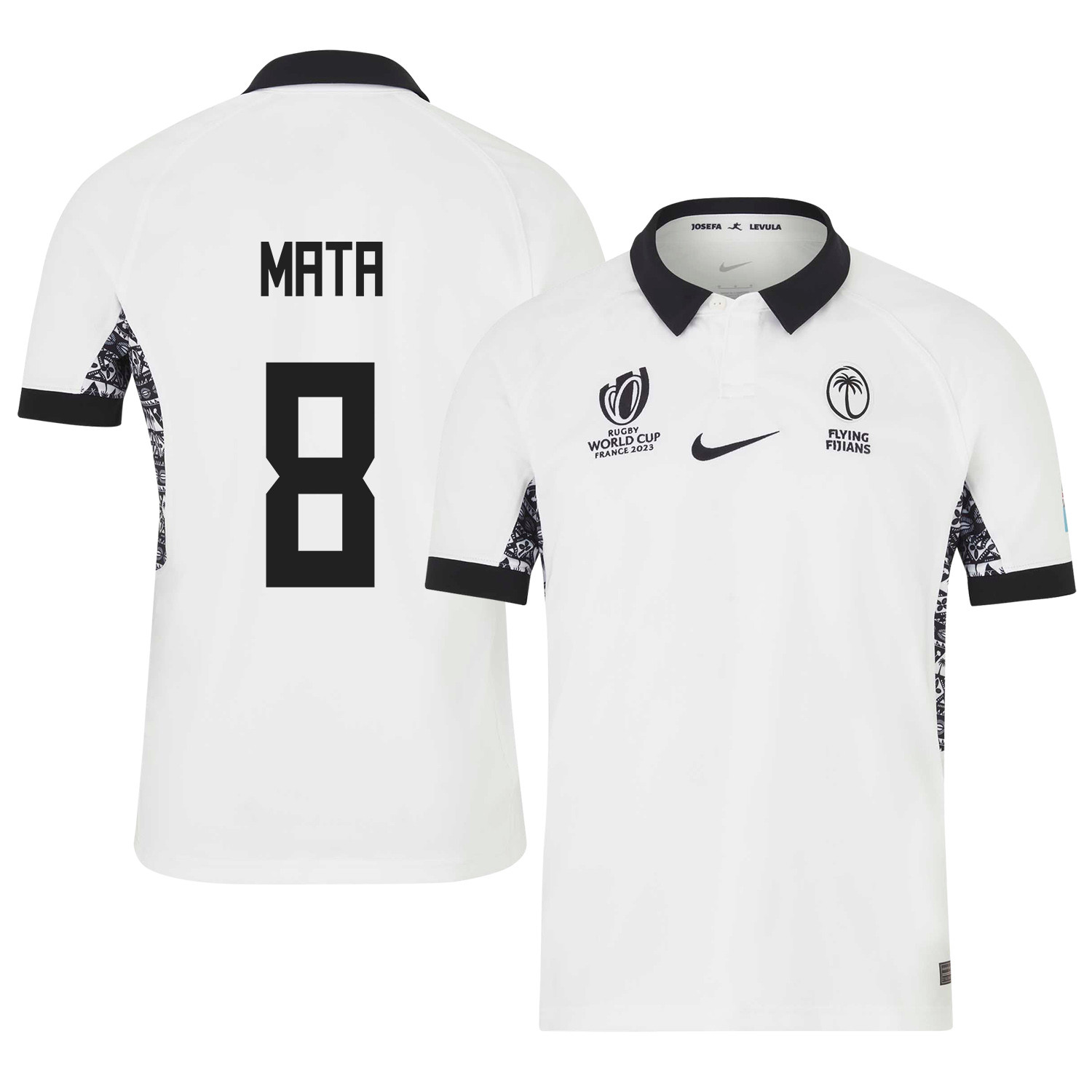 Viliame Mata 8 Fiji 2023 Rb World Cup Home Stadium Jersey – White, Men