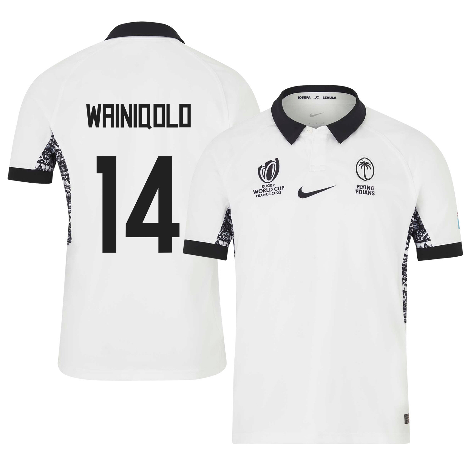 Jiuta Wainiqolo 14 Fiji 2023 Rb World Cup Home Stadium Jersey – White, Men