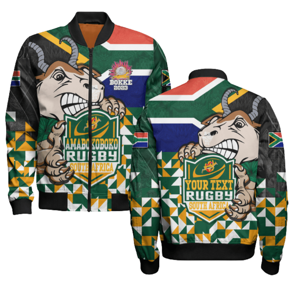 SA Custom Text Rb Springboks Pride 2023 Bomber Jacket – Green