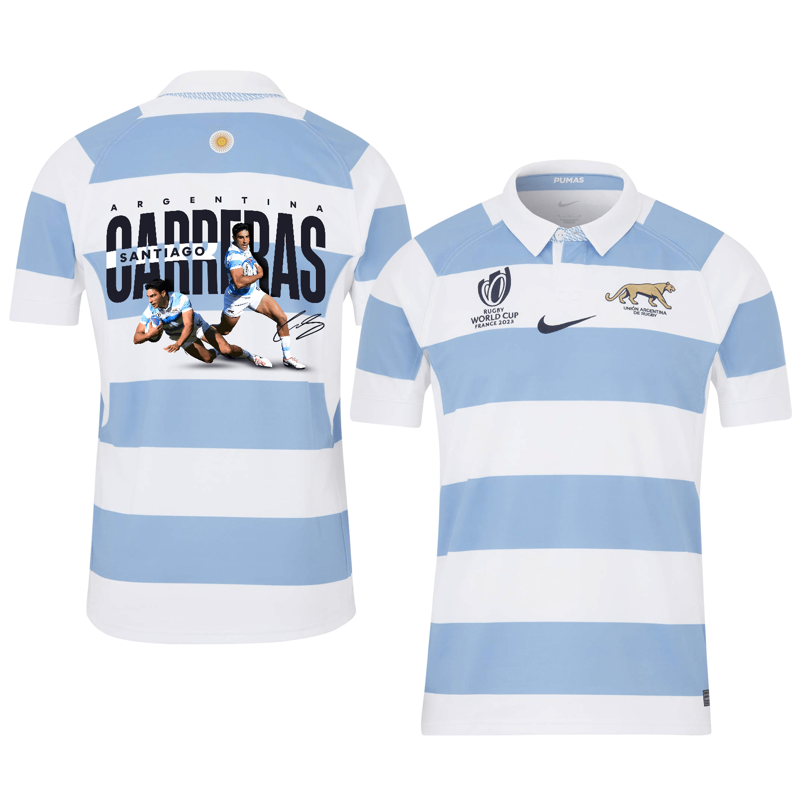 Santiago Carreras Signed Argentina Rb World Cup 2023 Stadium Home Jersey – Men Blue
