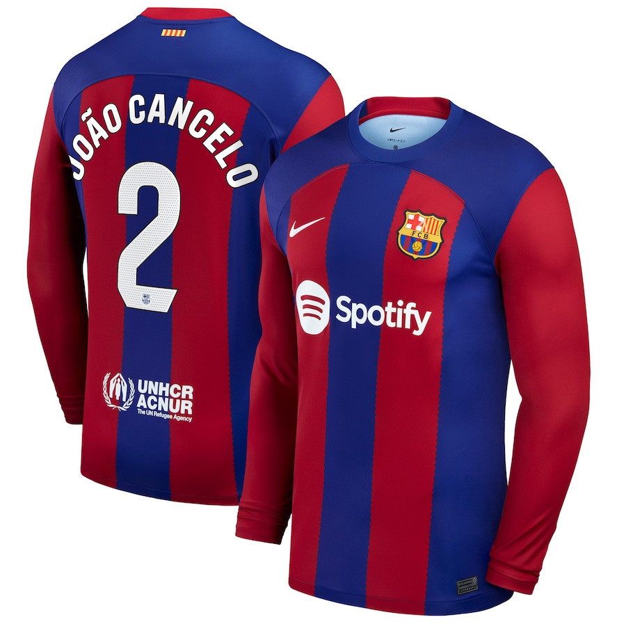 Joao Cancelo 2 Barcelona 2023/24 Home Long Sleeve Men Jersey – Royal