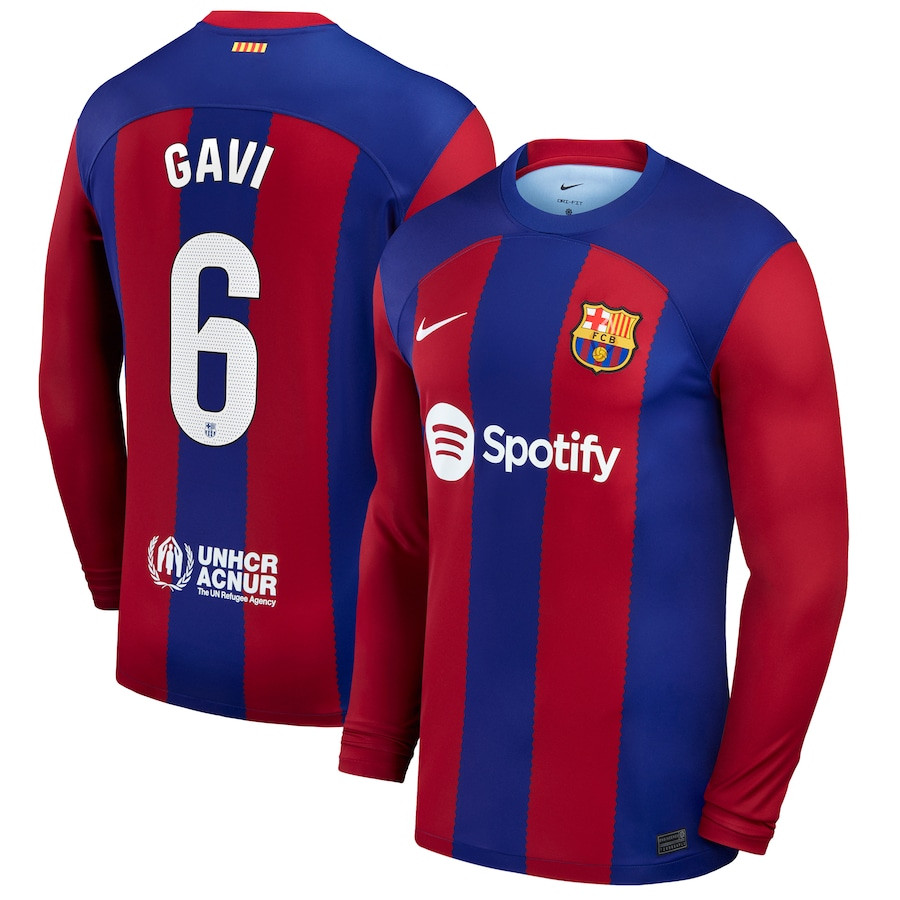 Gavi 6 Barcelona 2023/24 Home Long Sleeve Men Jersey – Royal