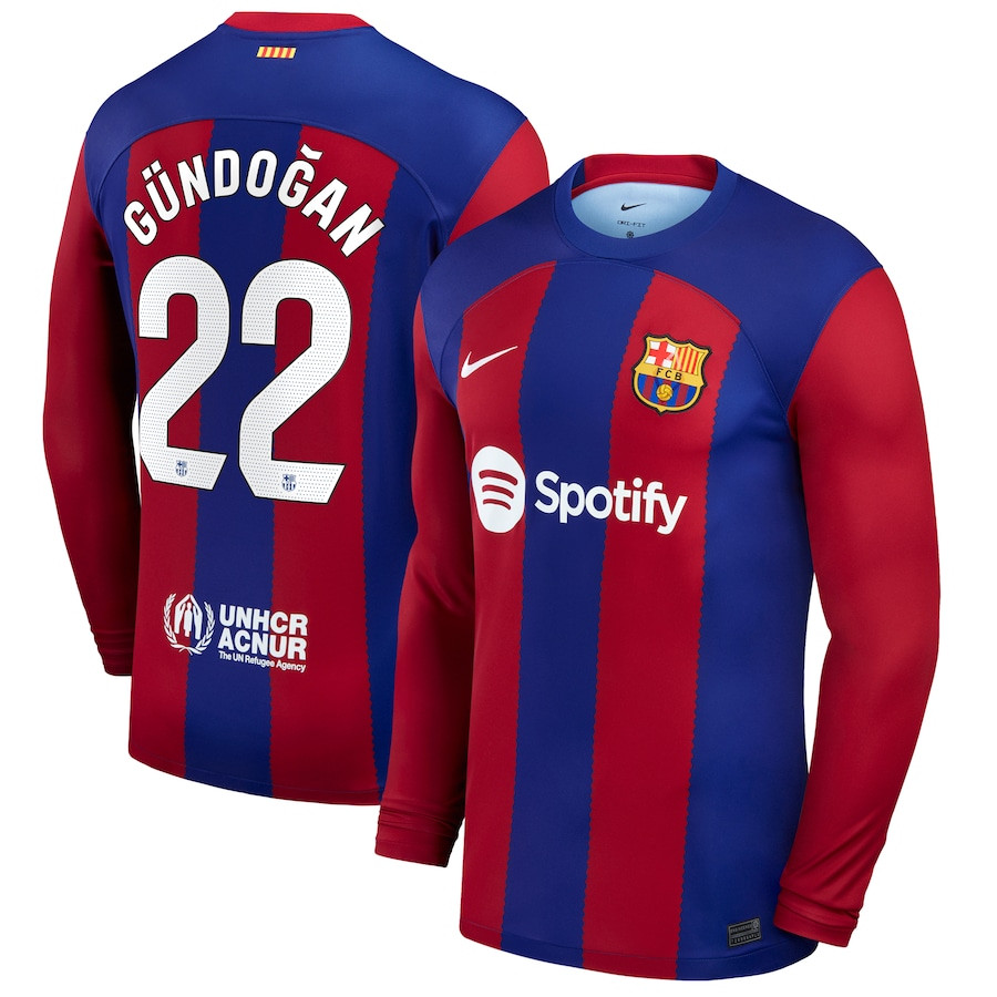 Ilkay Gndogan 22 Barcelona 2023/24 Home Long Sleeve Men Jersey – Royal