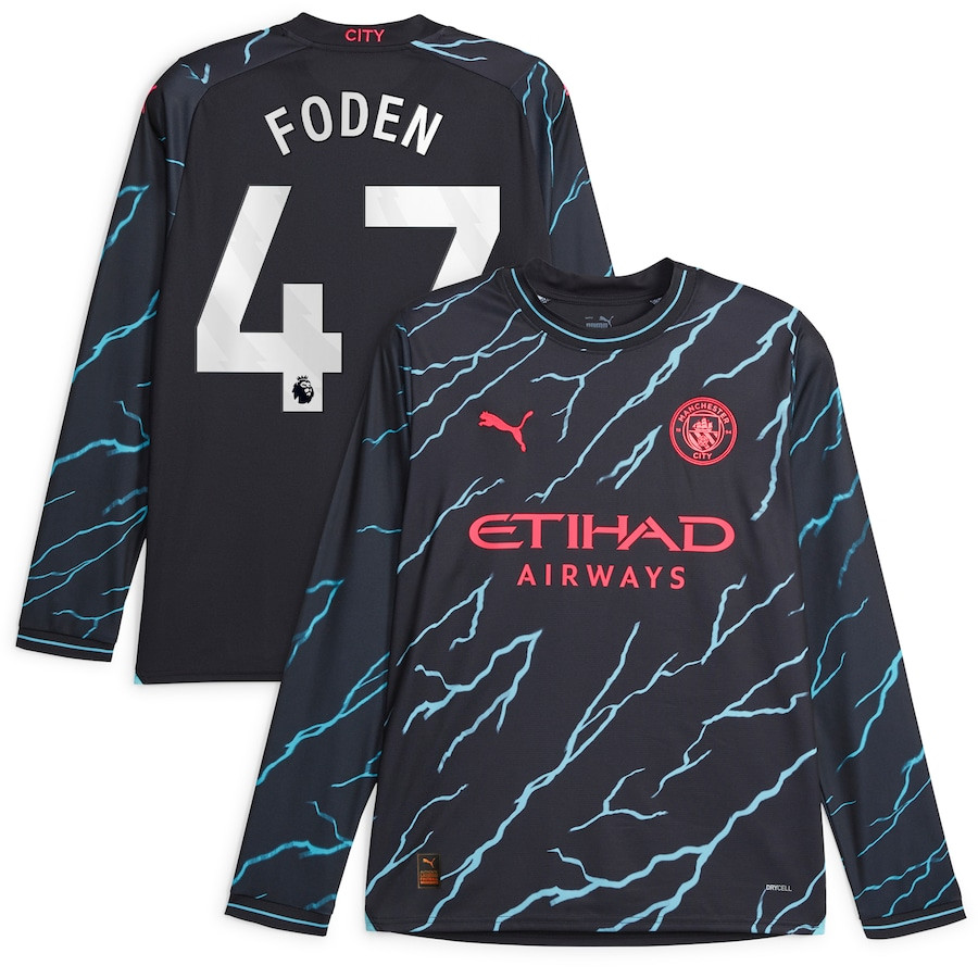 Phil Foden 47 Manchester City 2023/24 Third Long Sleeve Men Jersey – Navy