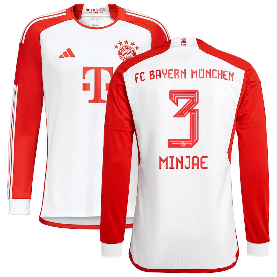 Kim Min-jae 3 Bayern Munich 2023/24 Home Long Sleeve Men Jersey – White