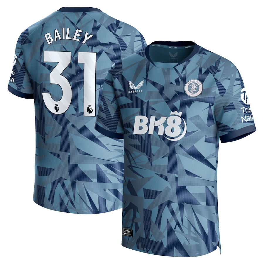 Leon Bailey 31 Aston Villa 2023/24 Third Men Jersey – Blue
