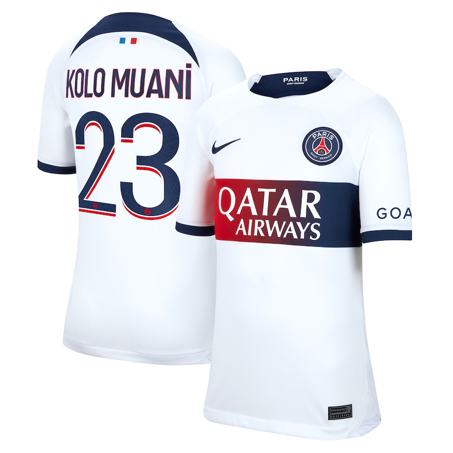 Randal Kolo Muani 23 Paris Saint-Germain 2023/24 Away YOUTH Jersey – White