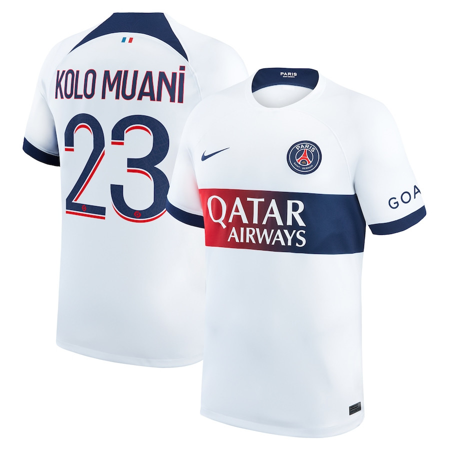 Randal Kolo Muani 23 Paris Saint-Germain 2023/24 Away Men Jersey – White