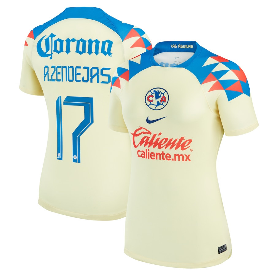 Adrian Zendejas 17 Club America Women 2023/24 Home Jersey – Yellow