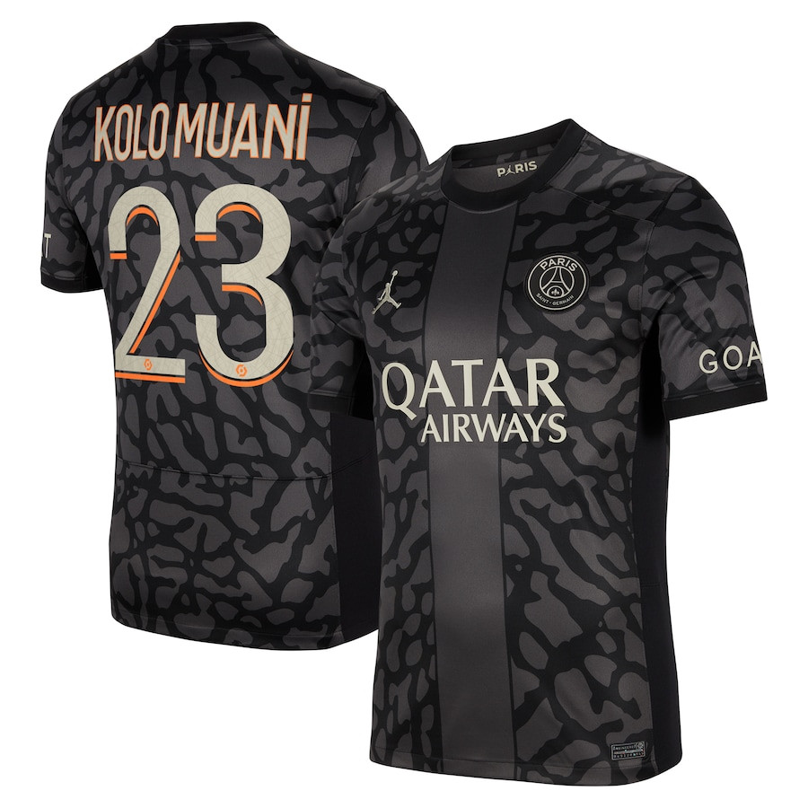 Randal Kolo Muani 23 Paris Saint-Germain x Jordan 2023/24 Third Men Jersey – Anthracite