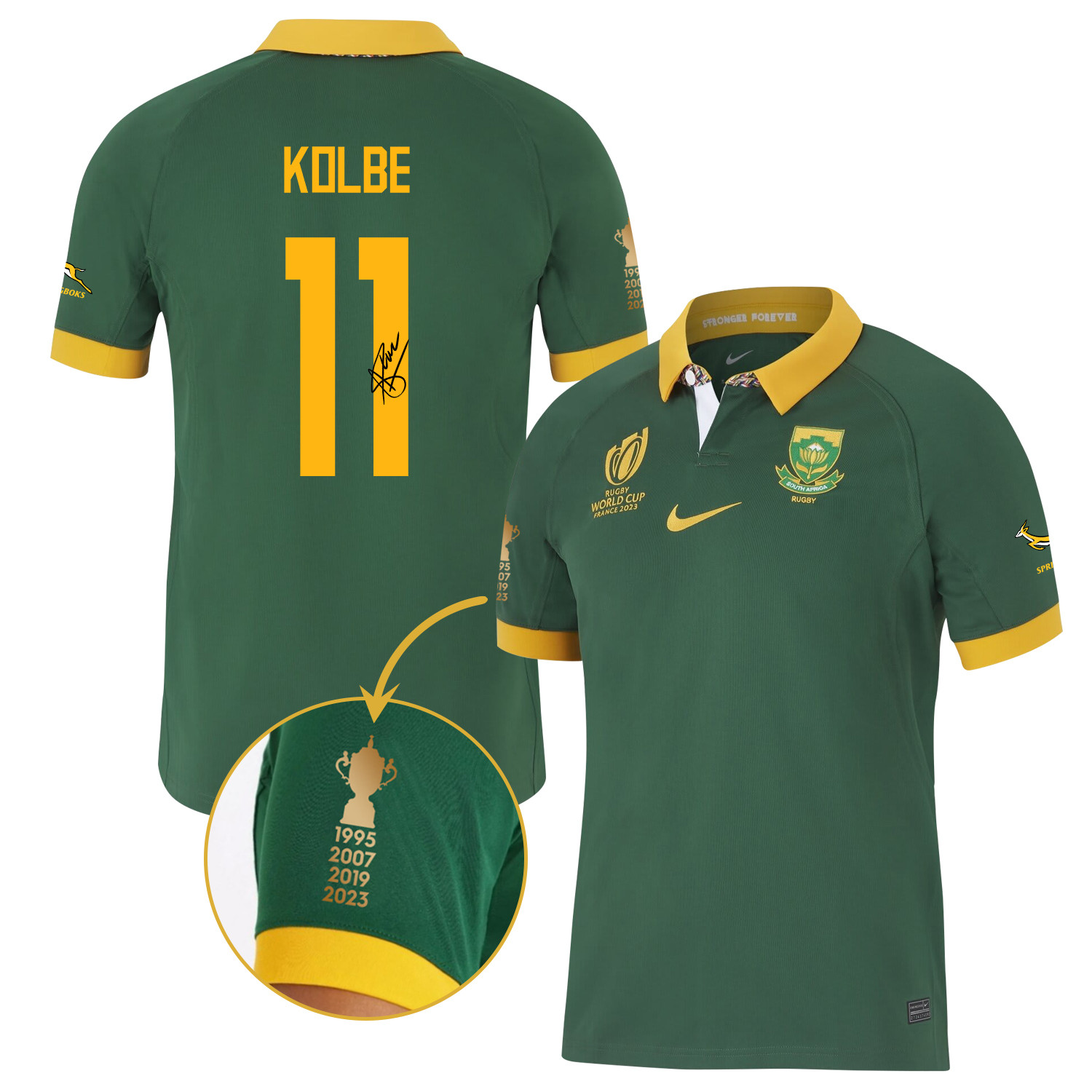 Cheslin Kolbe Signed SA 4 Years Rb World Cup Stadium Home Jersey – Men Green