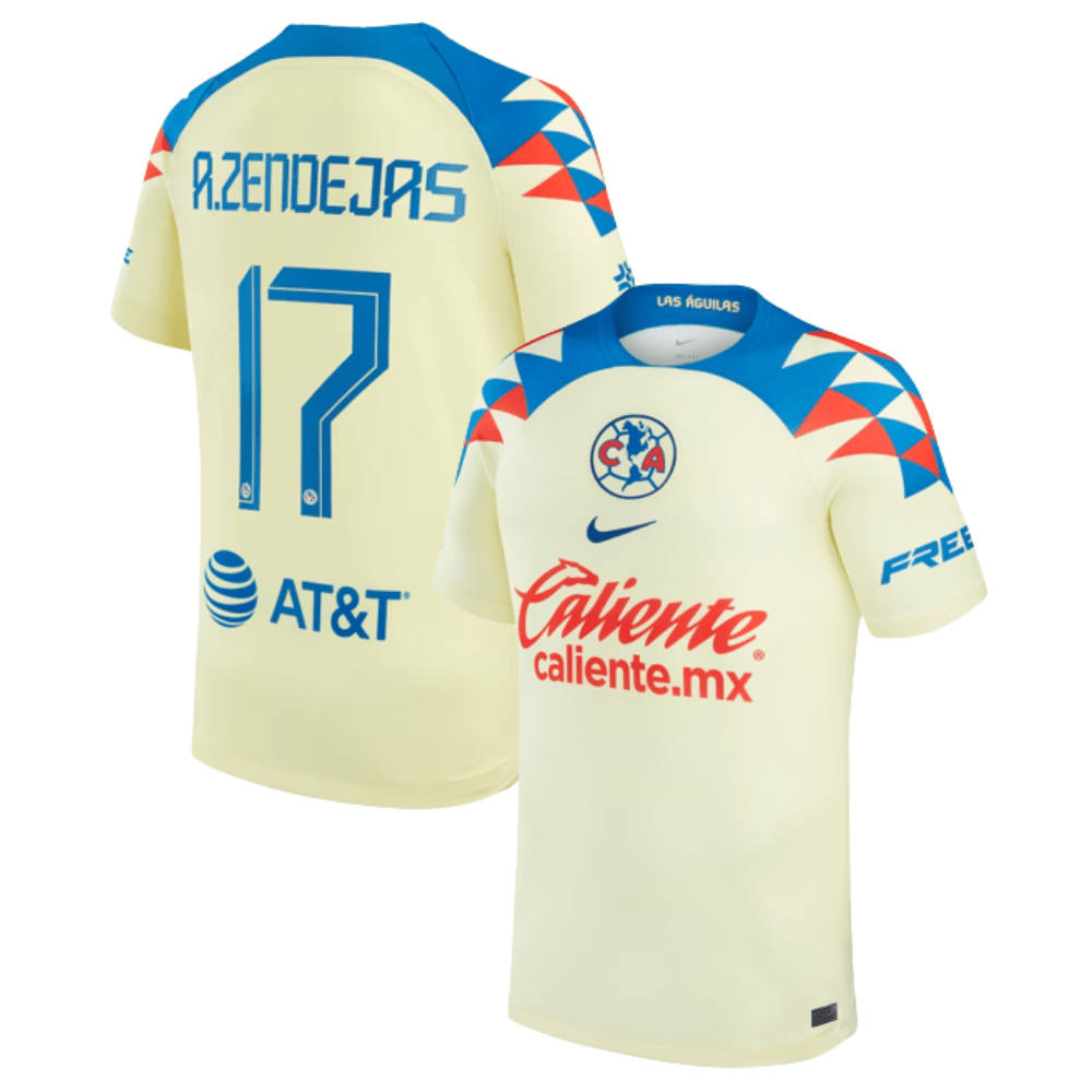 Adrian Zendejas 17 Club America 2023/24 Home Men Jersey – Yellow