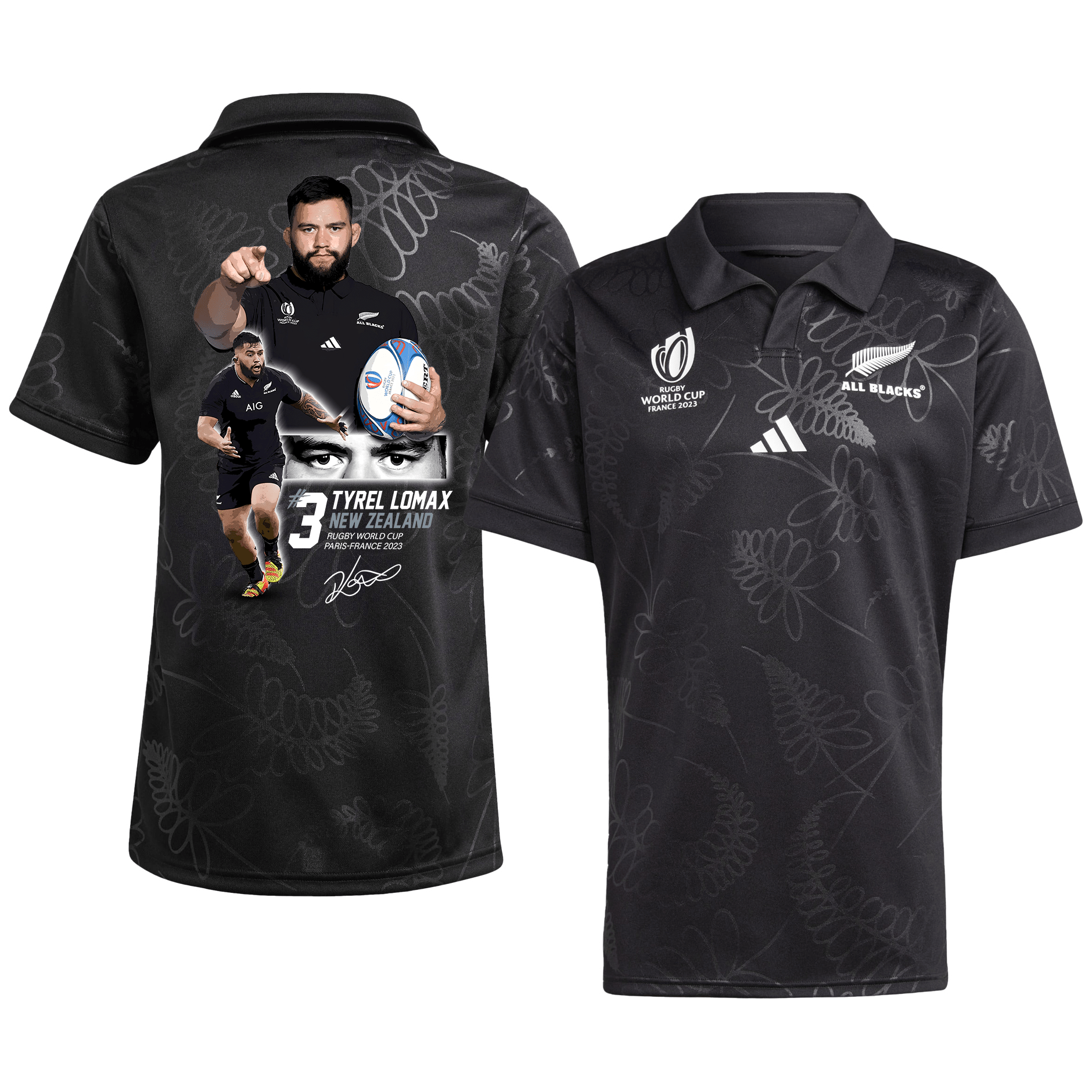 Tyrel Lomax Signed New Zealand All Blacks Rb World Cup 2023 Home Jersey – Men Black
