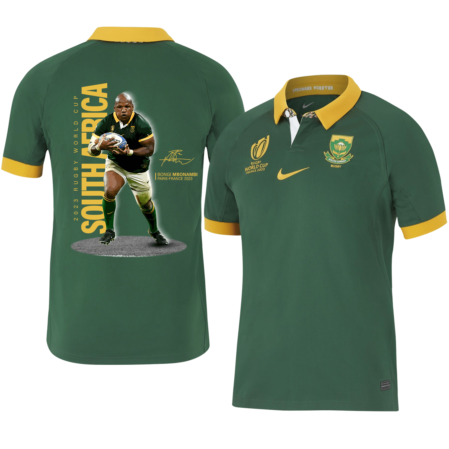 Bongi Mbonambi Signed SA Rb World Cup 2023 Stadium Home Jersey – Men Green