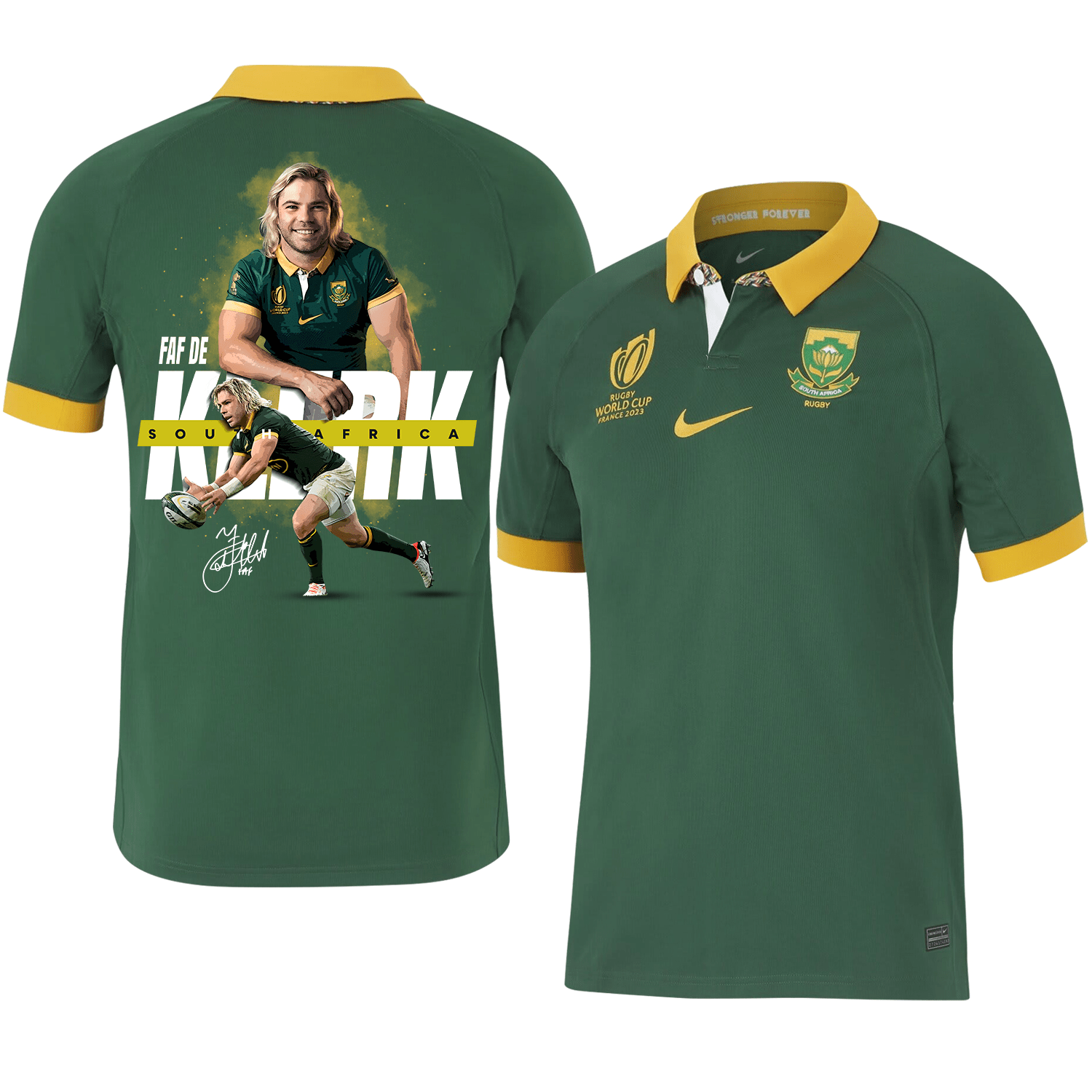 Faf De Klerk Signed SA Rb World Cup 2023 Stadium Home Jersey – Men Green