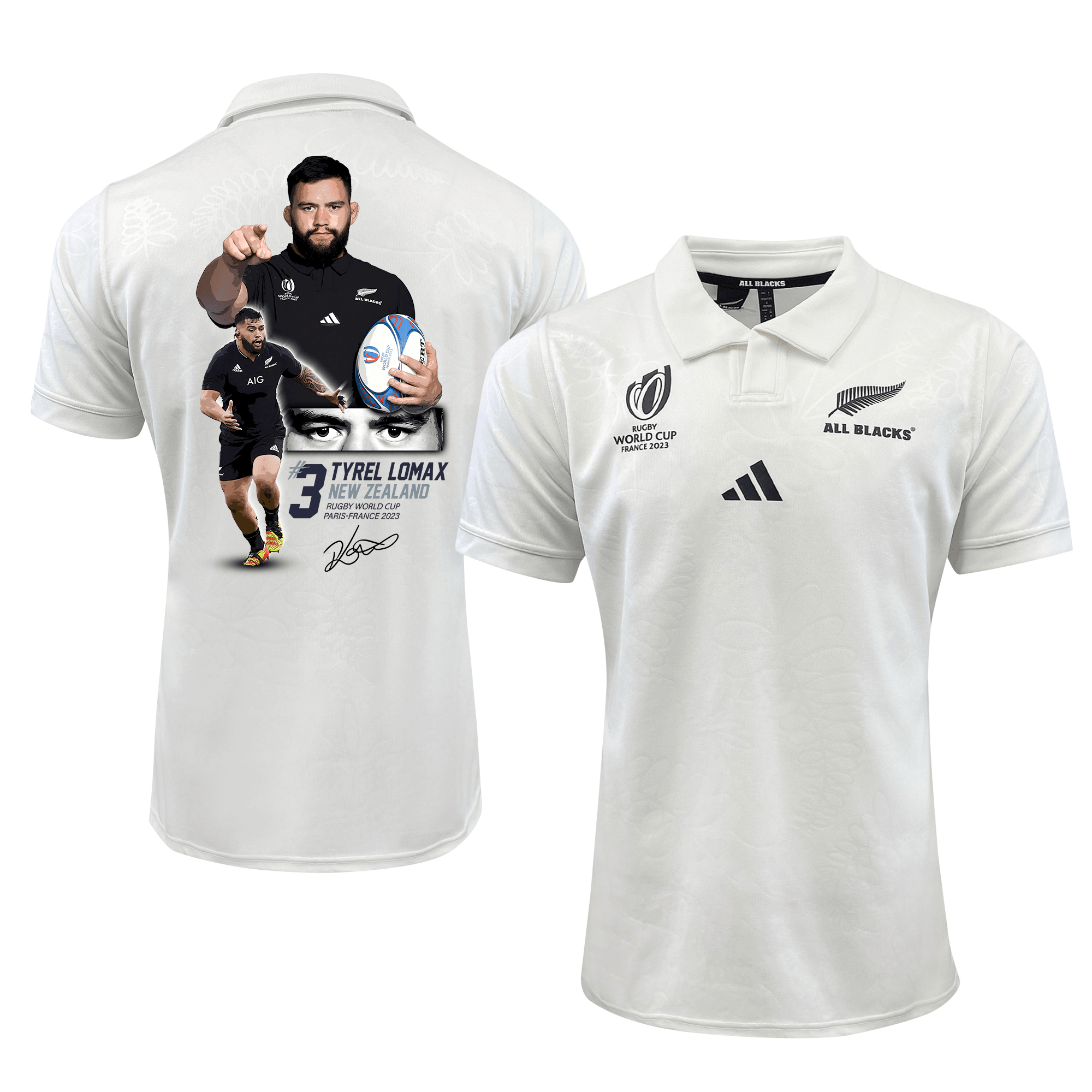 Tyrel Lomax Signed New Zealand All Blacks Rb World Cup 2023 Away Jersey – Men White