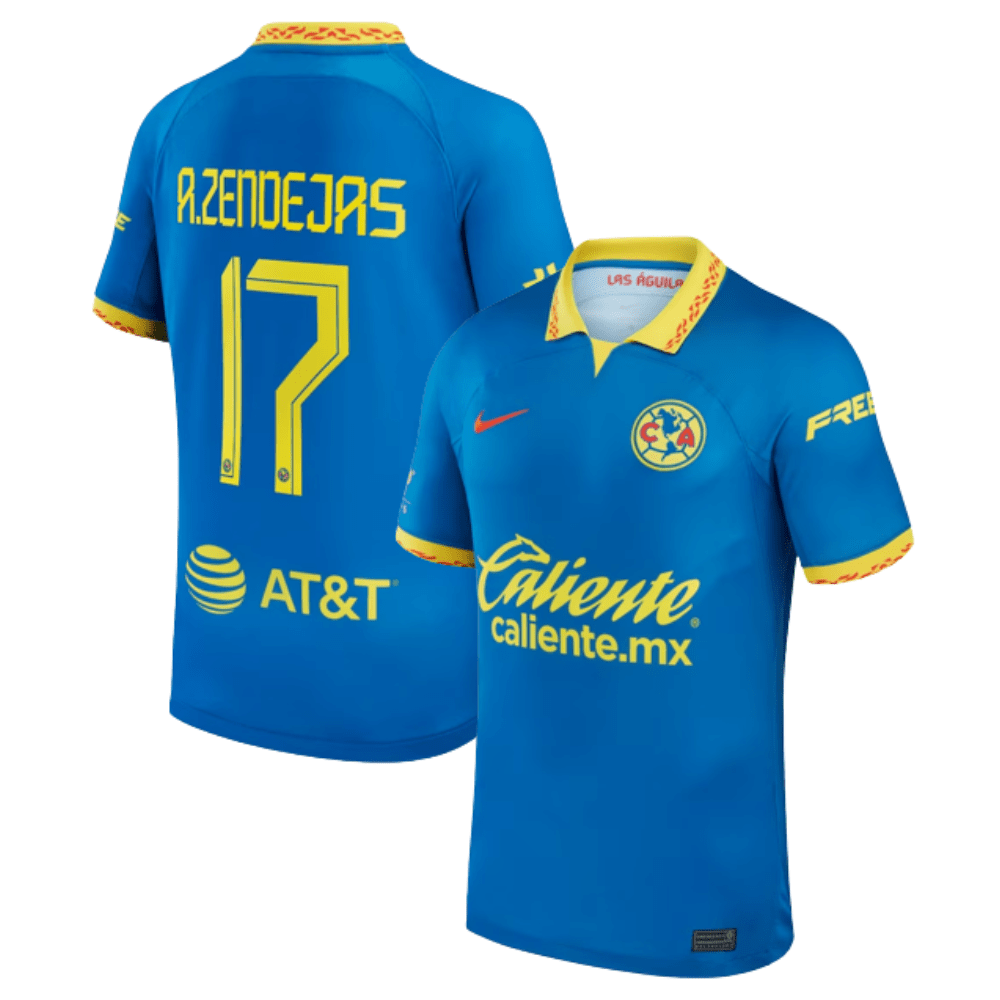 Adrian Zendejas 17 Club America 2023/24 Away Men Jersey – Blue