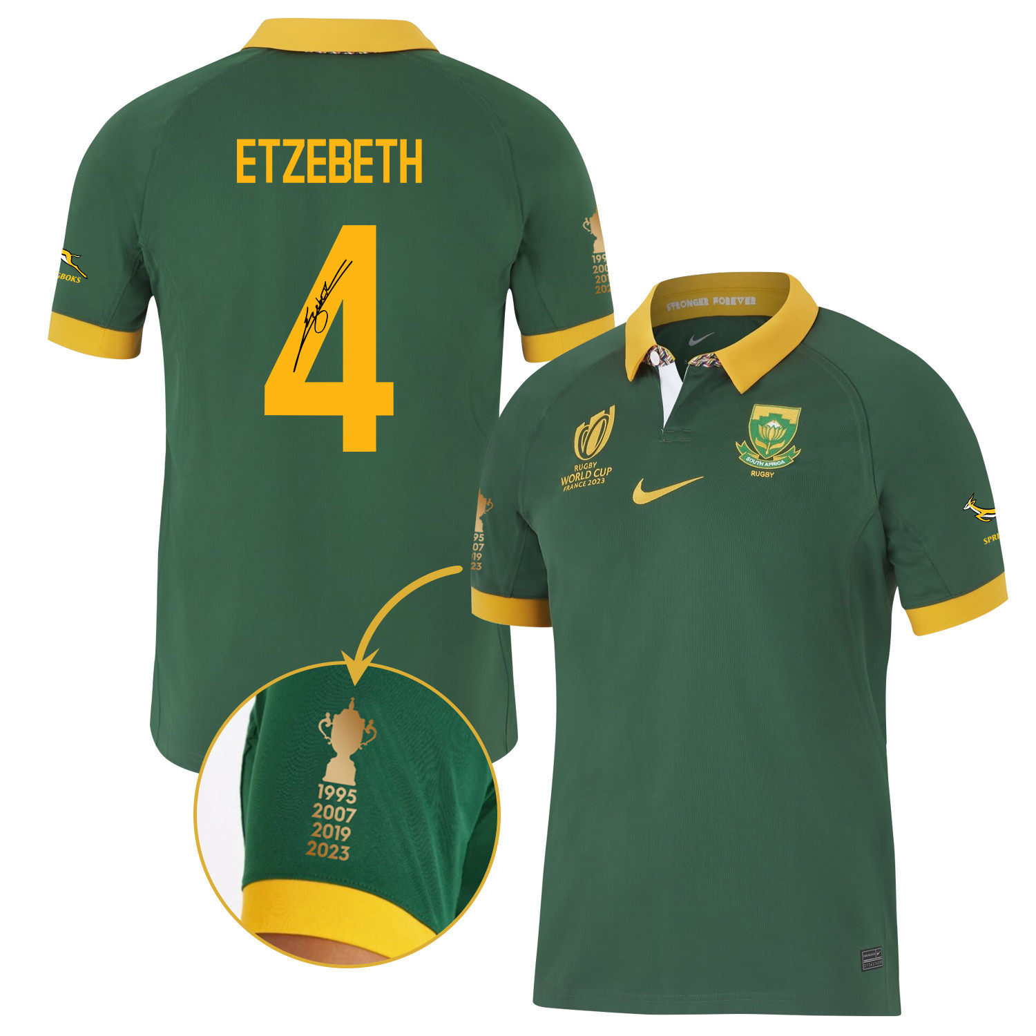 Eben Etzebeth Signed SA 4 Years Rb World Cup Stadium Home Jersey – Men Green